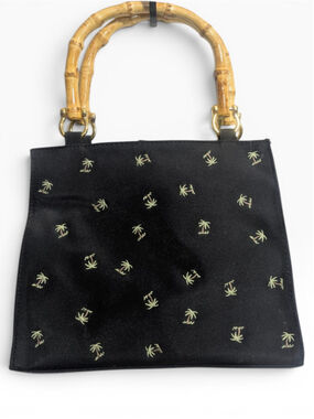 Tianni Mini Tote Bag Bamboo Handle Palm Tree